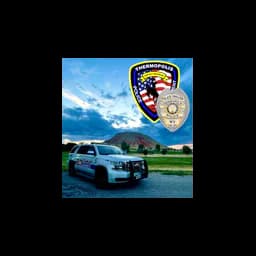 Official Thermopolis Police Department graphic with badge and patrol vehicle
